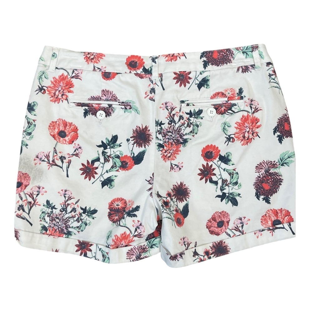 Juniper + Lime‎ Women White Red Floral Cuffed Chino Stretch Shorts Size 4 - Picture 9 of 13